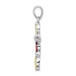 Sterling Silver Rhodium-plated Multi-Color CZ Cross Pendant - Image 2