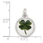 Sterling Silver Rhodium-plated Four Leaf Clover Charm - Image 3