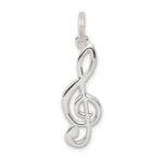 Sterling Silver Rhodium-plated Music Note Charm