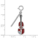 Sterling Silver Rhodium-plated Enameled & Preciosa Crystal Violin Charm - Image 4