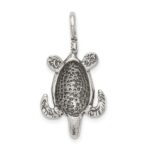 Sterling Silver Antiqued Sea Turtle Pendant - Image 4