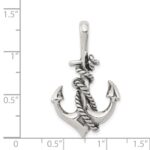 Sterling Silver Antiqued Anchor and Rope Pendant - Image 3