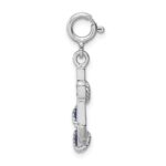 Sterling Silver Rhodium-plated Preciosa Crystals and Blue Enamel Anchor Charm - Image 2