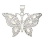 Sterling Silver Filigree Fancy Mother of Pearl Butterfly Pendant