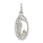 Sterling Silver Antiqued Crane in Oval Frame Charm - Image 4