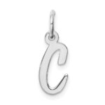 Sterling Silver Rhodium-plated Script Letter C Initial Charm