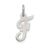 Sterling Silver Rhodium-plated Script Letter F Initial Charm