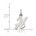 Sterling Silver Rhodium-plated Script Letter H Initial Charm - Image 4