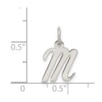 Sterling Silver Rhodium-plated Script Letter M Initial Charm - Image 4