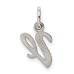 Sterling Silver Rhodium-plated Script Letter V Initial Charm - Image 4