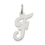 Sterling Silver Rhodium-plated Script Letter F Initial Charm