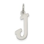 Sterling Silver Rhodium-plated Script Letter J Initial Charm