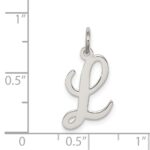 Sterling Silver Rhodium-plated Script Letter L Initial Charm - Image 4