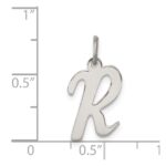 Sterling Silver Rhodium-plated Script Letter R Initial Charm - Image 3