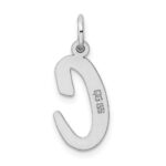 Sterling Silver Rhodium-plated Script Letter C Initial Charm - Image 3