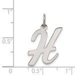 Sterling Silver Rhodium-plated Script Letter H Initial Charm - Image 3
