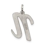 Sterling Silver Rhodium-plated Script Letter N Initial Charm - Image 4