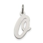 Sterling Silver Rhodium-plated Script Letter O Initial Charm