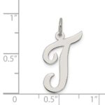 Sterling Silver Rhodium-plated Script Letter T Initial Charm - Image 3