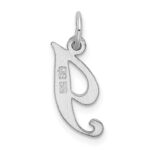 Sterling Silver Rhodium-plated Fancy Script Letter I Initial Charm - Image 3
