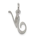 Sterling Silver Rhodium-plated Fancy Script Letter N Initial Charm - Image 4