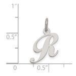 Sterling Silver Rhodium-plated Fancy Script Letter R Initial Charm - Image 3