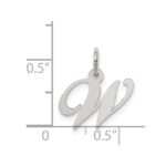 Sterling Silver Rhodium-plated Fancy Script Letter W Initial Charm - Image 4