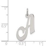 Sterling Silver Rhodium-plated Fancy Script Letter A Initial Charm - Image 4