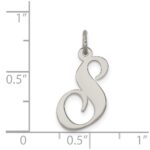 Sterling Silver Rhodium-plated Fancy Script Letter S Initial Charm - Image 3