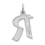 Sterling Silver Rhodium-plated Artisan Block Letter R Initial Charm - Image 3