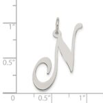 Sterling Silver Rhodium-plated Fancy Script Letter N Initial Charm - Image 4