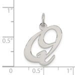 Sterling Silver Rhodium-plated Fancy Script Letter Q Initial Charm - Image 4