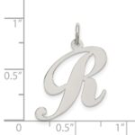Sterling Silver Rhodium-plated Fancy Script Letter R Initial Charm - Image 4