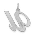 Sterling Silver Rhodium-plated Fancy Script Letter U Initial Charm - Image 3