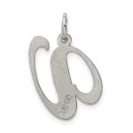 Sterling Silver Rhodium-plated Fancy Script Letter V Initial Charm - Image 3
