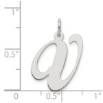 Sterling Silver Rhodium-plated Fancy Script Letter V Initial Charm - Image 4