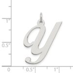 Sterling Silver Rhodium-plated Fancy Script Letter Y Initial Charm - Image 4