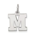 Sterling Silver Rhodium-plated Block Letter M Initial Charm