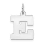Sterling Silver Rhodium-plated Block Letter E Initial Charm