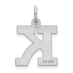 Sterling Silver Rhodium-plated Block Letter K Initial Charm - Image 3