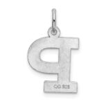 Sterling Silver Rhodium-plated Block Letter P Initial Charm - Image 3