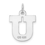Sterling Silver Rhodium-plated Block Letter U Initial Charm - Image 3