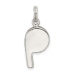 Sterling Silver Rhodium-plated Polished Whistle Charm - Image 4