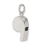 Sterling Silver Rhodium-plated Polished Whistle Charm - Image 5
