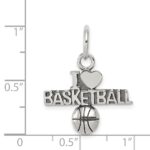 Sterling Silver Antique I (heart) Basketball Charm - Image 3