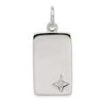 Sterling Silver CZ Polished Rectangle Charm