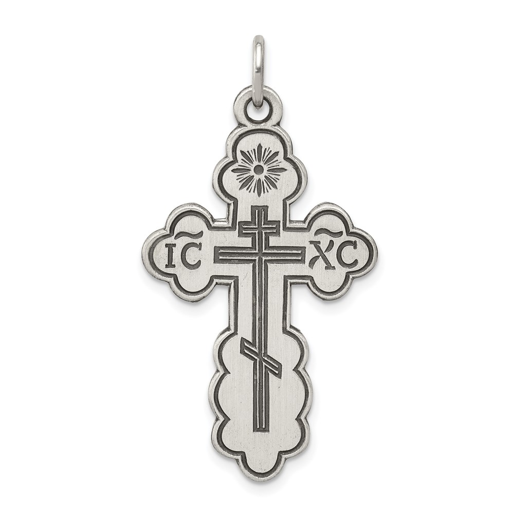 QC5233.jpg Sterling Silver Antiqued Eastern Orthodox Cross Pendant - Image 1