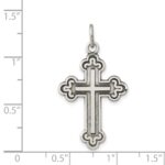 Sterling Silver Antiqued Budded Cross Pendant - Image 3