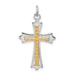 Sterling Silver Platinum-plated & Gold-plated Cross Pendant