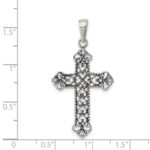 Sterling Silver Antiqued Fleur de lis Cross Pendant - Image 3